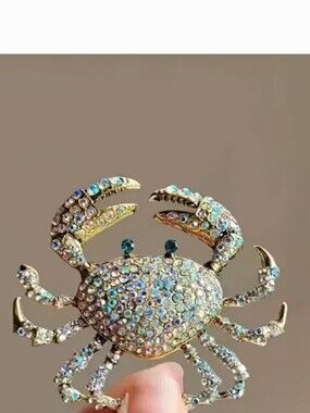 🌺Crab Rhinestone Brooch Crab Accessories Crab Jewelry Beach Wear